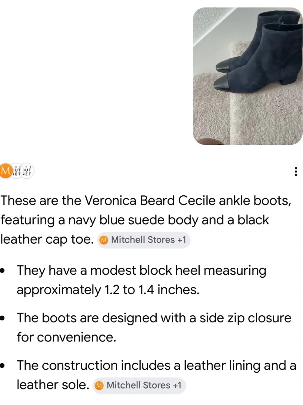 Veronica Beard Navy Suede Ankle Boots with Black Cap Toe Size 9.5